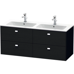 Тумба под раковину Duravit Brioso, 129х47,9x55,3 см, подвесная, 4 выдвижных ящика, ДСП, цвет: дуб черный/хром, шкафчик навесной, механизм доводчика, прямоугольная, правая/левая, в ванную комнату