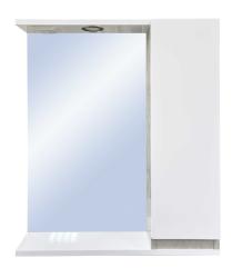 Зеркальный шкаф GRADEONIKA "Кассандра 600", 60х14х70 см, с LED/ЛЕД-подсветкой, подвесной, цвет белый/слейт, зеркало, 1 распашная дверца, прямоугольный, правый/правосторонний