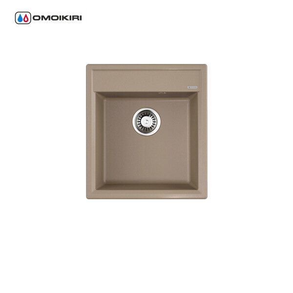 Мойка Omoikiri Daisen 46-CA Artgranit, 46х51 см, врезная, из искусственного камня, прямоугольная, цвет карамель, без отверстия под смеситель, слив-перелив, для кухни, прямая, встроенная