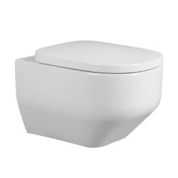 Унитаз подвесной ABBER Rechteck 520х390х350 мм цвет белый, горизонтальный (прямой) выпуск, смыв торнадо, безободковый, система антивсплеск, с сиденьем микролифт, дюропласт AC1218