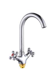 Смеситель для кухни/мойки Ekko, двухвентильный, поворотный, керамический, длина излива 155 мм, силумин, цвет хром