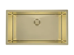 Мойка кухонная ALVEUS QUADRIX MONARCH 60 GOLD 79х45х20 см, слив 90, врезная вровень со столешницей, нержавеющая сталь с PVD покрытием, прямоугольная, цвет золото, без отверстия под смеситель