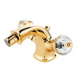 Смеситель для биде Migliore Korona, двухвентильный, ручки CRYSTAL,  неповоротный, длина 120 мм, керамический, латунь, цвет золото