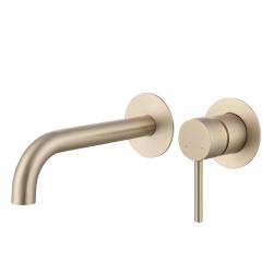 Смеситель для раковины/умывальника ABBER Wasser Kreis скрытого монтажа, однорычажный, округлый, неповоротный, длина излива 200 мм, латунь, цвет золото матовое