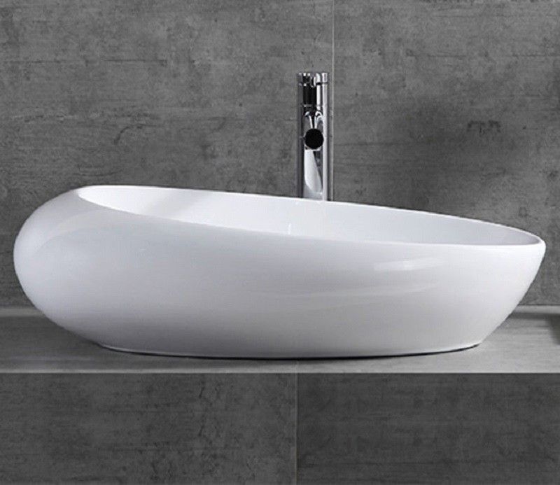 Раковина для ванной CeramaLux 7807 69х18х42 накладная, овальная, керамическая/фарфоровая, цвет белый, без отверстия под смеситель, без слива-перелива