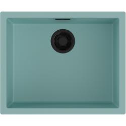 Мойка кухонная Omoikiri Yamakawa 55-U/I-AZ, 45,6х55,6 см, врезная, из керамики (Artceramic), прямоугольная, цвет лазурно голубой, без отверстия под смеситель, без крыла, слив-перелив, врезная в столещницу, для кухни
