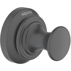 Крючок одинарный Aquatek Классик настенный, латунь, форма округлая, для полотенец/халатов в ванную/туалет/душевую кабину, цвет матовый черный