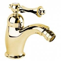 Смеситель для биде Cezares Margot, однорычажный, низкий, длина излива 122 мм, неповоротный, керамический, латунь, цвет золото 24 карат, с донным клапаном