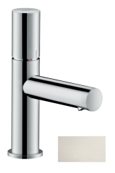 Смеситель для раковины/умывальника Axor Uno 80, однорычажный, с рукояткой zero, фиксированный излив, длина излива 10,8 см, керамический, латунь, цвет под сталь, с незапираемым сливным набором