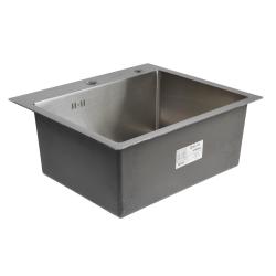 Мойка кухонная Aflorn Premium, 50х44 см, врезная, нержавеющая сталь, прямоугольная, цвет: сатин, с отверстием под смеситель, слив-перелив, без крыла