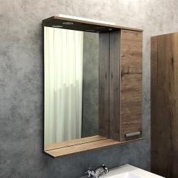 Зеркальный шкаф Comforty Марио 75, 75х83,2х15,4 см, подвесной, цвет дуб темный, зеркало, с 1 распашной дверцей/полки, механизм плавного закрывания, прямоугольный