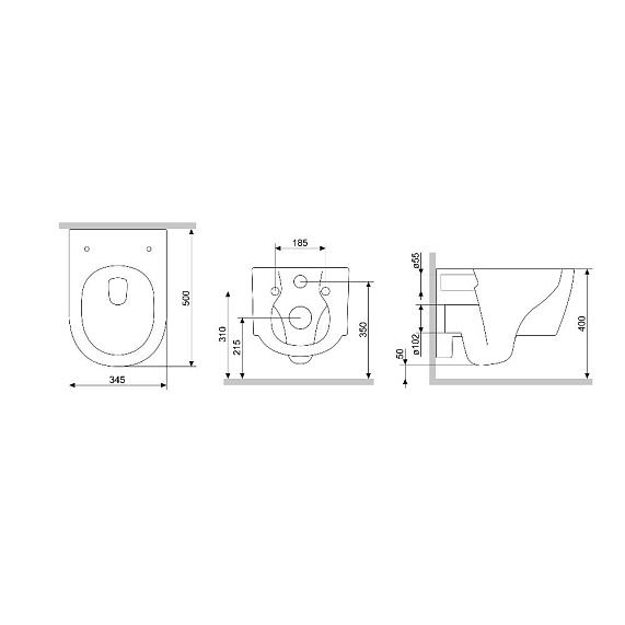 Унитаз подвесной Damixa Jupiter, цвет белый, горизонтальный (прямой, в стену) выпуск, безободковый, санфарфор, с сиденьем микролифт, дюропласт, под скрытый бачок