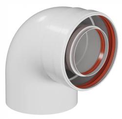 Отвод дымохода коаксиальный Okseler D80/125 промежуточный 90°, для дымохода