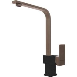 Смеситель для кухни Florentina Сильвер, однорычажный, квадратный, поворотный, керамический, с высоким плоским Г-образным изливом, высота излива 30,9 см, латунь, цвет черный