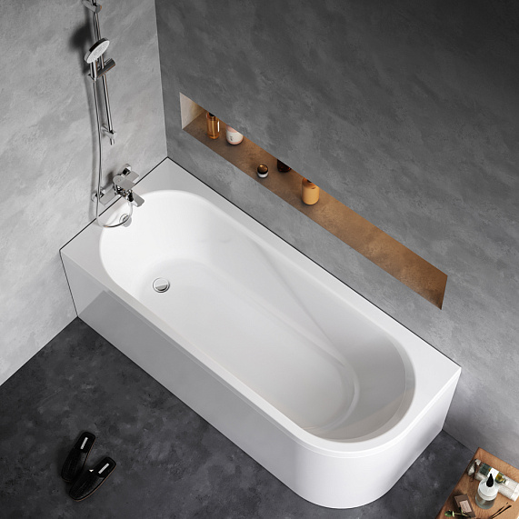 Ванна Am.Pm X-Joy 170x70 см акриловая, цвет белая, (без гидромассажа, рамы, сифона, фронтальной панели) асимметричная, левосторонняя