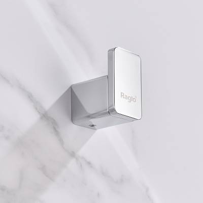 Крючок одинарный Raglo R301.05 настенный, нержавеющая сталь, форма квадратная, для полотенец/халатов в ванную/туалет/душевую кабину, цвет хром