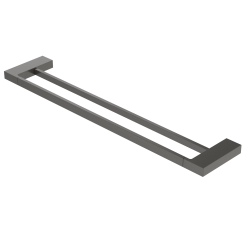 Полотенцедержатель Cezares Slider двойной, 600 мм настенный, неповоротный, цинковый сплав/нержавеющая сталь, форма прямоугольная, для полотенец, в ванную/туалет/душевую кабину, цвет оружейная сталь