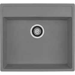 Мойка кухонная Longran Geos, 56х51х20 см, врезная, искусственный гранит, прямоугольная, цвет крома, без отверстия под смеситель, без крыла, слив-перелив, врезная в столещницу, для кухни