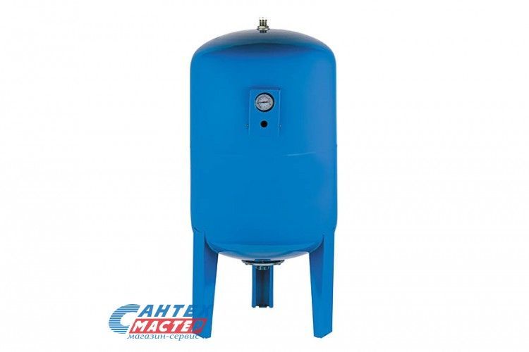 Бак расширительный 200 л (синий) Unipamp с манометром, на ножках, на пол, вертикальный, мембранный, накопительный, напольный, для воды, антифриза, системы водяного отопления закрытого типа