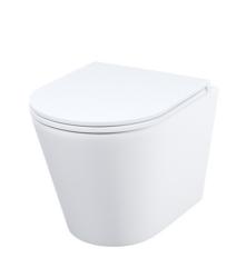 Унитаз подвесной IDDIS Calipso горизонтальный (прямой, в стену) выпуск, безободковый, с быстросьемным сиденьем микролифт, с крышкой (сиденье) дюропласт, цвет белый CALRNSEi25