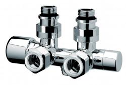 Узел Н-образный TopFAR для одно-и двухтрубных систем с термостатическим и запорным клапанами, угловой, М24х19 х 1/2"НР, EPDM, серебро