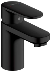 Смеситель для раковины Hansgrohe Vernis Blend 70, однорычажный, фиксированный излив, длина излива 8,9 см, керамический, латунь, цвет матовый черный, с донным клапаном