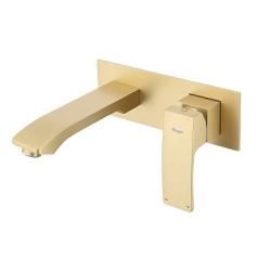 Смеситель для раковины/умывальника Raglo R01.11.03 встраиваемый/настенный, однорычажный, неповоротный, латунь, длина излива 189 мм, керамический, цвет сатин золотой