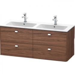 Тумба под раковину Duravit Brioso, 129х47,9x55,3 см, подвесная, 4 выдвижных ящика, ДСП, цвет: орех темный/хром, шкафчик навесной, механизм доводчика, прямоугольная, правая/левая, в ванную комнату