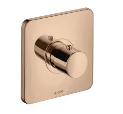 Смеситель для душа Axor Citterio M HighFlow, термостатический, скрытого монтажа, настенный, без излива/шланга/лейки, квадратный, латунный, цвет полированное красное золото, с термостатом, встроенный/встраиваемый/термостатный