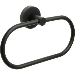 Полотенцедержатель кольцо Fixsen Comfort Black, настенный, форма округлая, стальной, для полотенец в ванную/туалет/душевую кабину, цвет черный матовый, врезной, одинарный
