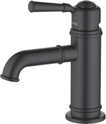 Смеситель для раковины/умывальника Aquatek Классик однорычажный, неповоротный, фиксированный, излив длина 120 мм высота 72 мм латунь, цвет матовый черный