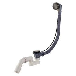 Слив-перелив Raglo R600.30.09, для ванны, 600 мм, готовый набор, с сифоном, латунь/пластик, цвет графит, полуавтоматический с тросиком