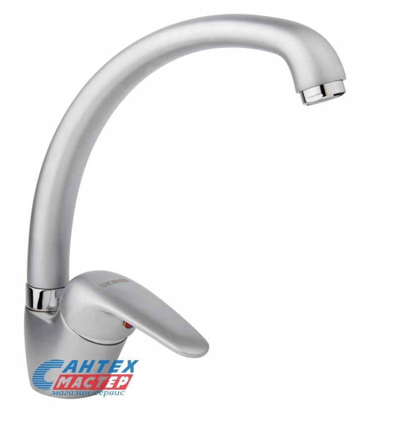 Смеситель для кухни/мойки Ukinox однорычажный, керамический, с поворотным изливом, длина 260 мм, латунь, цвет матовый хром, кухонный, хромированный, вертикальный, кран, комплект, сантехника, водопроводные, размер, характеристики, высота