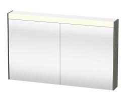 Зеркальный шкаф Duravit Brioso, 102х76х14,8 см, подвесной, цвет: графит матовый, зеркало с подсветкой LED/ЛЭД, выключатель/розетка, с 2 распашными дверцами/двухстворчатый, 2 стеклянные полки, прямоугольный