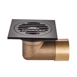 Сливной трап Raglo R605.10.06, боковой подвод, 100×100/50 мм решетка нержавеющая сталь, цвет черный, латунное колено