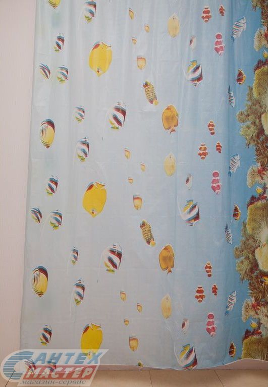 Шторка Delphinium для ванной комнаты WS-804 (A-4) рыбки 