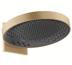 Верхний душ Hansgrohe Rainfinity 360 3jet, настенный монтаж, круглый, с 3 режимами: PowderRain, Intense PowderRain, RainStream, размер 36 см, алюминий, цвет шлифованная бронза/графит