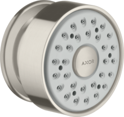 Форсунка душевая Axor 1jet боковая, настенного монтажа, круглая, с 1 режимом, размер 6,5 см, металлическая, цвет под сталь, в стену, для душа/ванной/душевой кабины