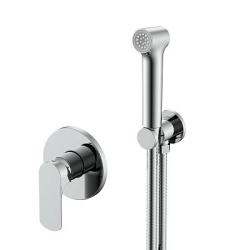 Смеситель с гигиеническим душем Raglo R03.53 встраиваемый, однорычажный, керамический, без излива, с гибким шлангом/лейкой, латунь, цвет хром