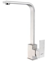 Смеситель для кухни/мойки Accoona, однорычажный, поворотный, керамический, длина излива 180 мм, нержавеющая сталь, цвет нержавеющая сталь