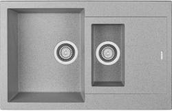 Мойка кухонная Longran Amanda, 78х50х20 см, две чаши, врезная, искусственный гранит, прямоугольная, цвет арена, без отверстия под смеситель, с крылом, слив-перелив, врезная в столещницу, для кухни