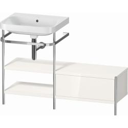 Консоль с раковиной Duravit Happy D.2 Plus c-bonded, 120х49х85 см, напольная, металл/ДСП 1 выдвижной ящик, 2 полки, левая, цвет: белый глянец /умывальник, цвет белый, керамика, без отверстия под смеситель