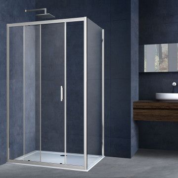 Душевое ограждение Vincea Alpha  140х80х190 см, прозрачное стекло, профиль хром, левое/правое, прямоугольное/угловое, дверь раздвижная