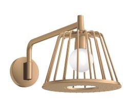 Верхний душ AXOR LampShower/Nendo 275 1jet, с держателем, настенный монтаж, круглый, с 1 режимом, размер 27,5 см, металлический, цвет: шлифованная бронза, со встроенным освещением, для душа/ванной