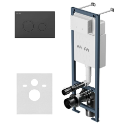 Инсталляция AM.PM ErgoFit с механической клавишей ErgoFit L цвет черный матовый (клавиша смыва, двойного слива), система для подвесного унитаза, со скрытым смывным бачком (бак), комплект