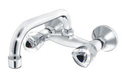 Смеситель для кухни/мойки Варион В.П. Хром, настенный, двухвентильный, поворотный, кран-буксы, длина излива 180 мм, латунь, цвет хром