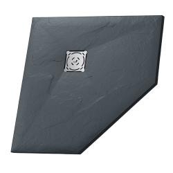 Душевой поддон RGW Stone Tray ST/T-G, 90х90х2,5 см, пятиугольный, из искусственного камня, низкий, цвет: графит, с антискользящим рельефным покрытием, без бортика