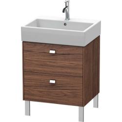 Тумба под раковину Duravit Brioso, 58,4х45,9х57 см, напольная, цвет: орех темный/хром, 2 выдвижных ящика, ДСП, прямоугольная, левая/правая, в ванную комнату