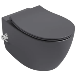 Унитаз подвесной ISVEA Sentimenti Neo, с функцией биде, 363х510х340 мм, цвет: антрацит матовый, горизонтальный (в стену) выпуск, без сиденья, безободковый, антивсплеск, под скрытый бачок