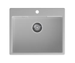 Мойка GranFest URBAN 658, 58х49 см, врезная, кварц, прямоугольная, цвет серый, с отверстием под смеситель, слив-перелив, без крыла, для кухни